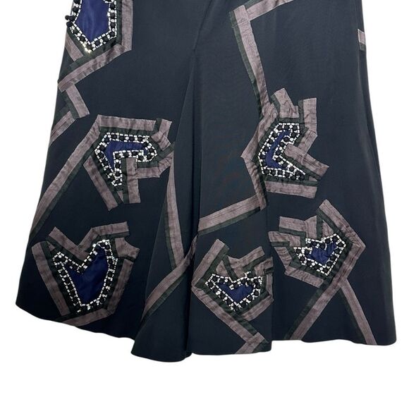 Chloe Vintage Silk Beaded Mini Dress Black Navy Size 4, EU 36 - Picture 8 of 16